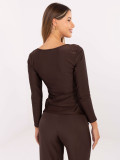 Elegantna bluza z dolgimi rokavi v temno rjavi barvi