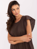 Oversize midi obleka v temno rjavi barvi