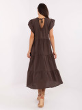 Oversize midi obleka v temno rjavi barvi