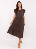 Oversize midi obleka v temno rjavi barvi