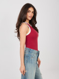 Kratek rdeč bombažni top brez rokavov