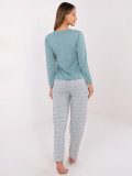 Ženska bombažna pižama z motivom, mentol zelena