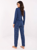 Ženska pižama z dolgimi rokavi v temno modri barvi