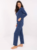 Ženska pižama z dolgimi rokavi v temno modri barvi