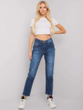 Temno modri mom jeans s ravnim krojem