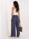Ženske palazzo hlače iz viskoze, temno modre