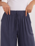Ženske palazzo hlače iz viskoze, temno modre