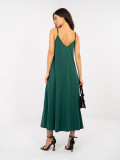 Temno zelena maxi poletna obleka z naramnicami
