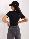 Črna gladka bluza s kratkimi rokavi