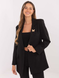 Elegantni črn suknjič s podlogo in broško