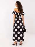 Črna maksi obleka s pikami in odprtimi rameni
