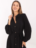 Elegantna črna midi obleka z dolgimi rokavi