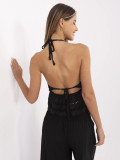 Boho črn top s čipkastim vzorom