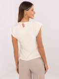 Elegantna bluza z aplikacijo in bleščicami, ecru
