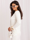 Eleganten ecru pleten pulover z gumbi