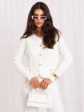 Eleganten ecru pleten pulover z gumbi