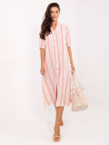 Oversize bela-roza obleka