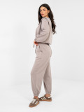 Ženski bež komplet z vezanjem in dolgimi rokavi
