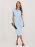 Svetlo modra bombažna poletna obleka s pasom