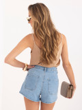 Svetlo modre jeans kratke hlače z pasom