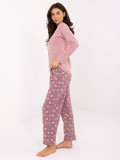 Ženska bombažna pižama s potiskom, roza