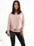 Eleganten svetlo roza pulover s čipko