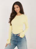 Rumena rebrasta bluza z dolgimi rokavi