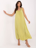 Limonkasta oversize obleka z V izrezom