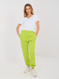 Ženski limetasto zeleni športni joggerji z visokim pasom