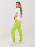 Ženski limetasto zeleni športni joggerji z visokim pasom