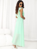 Razširjena midi obleka v mentol zeleni barvi