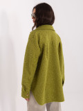Olivno zelena prehodna jakna z ovratnikom in žepi