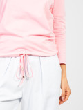 Svetlo roza bombažna bluza s 3/4 rokavi in zavezovanjem
