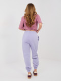 Ženske športne hlače v svetlo vijolični barvi z visokim pasom