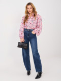 Rožnata srajca s cvetličnim vzorcem in napihnjenimi rokavi