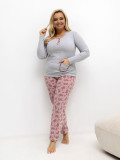 Ženska siva pižama s cvetličnim vzorcem