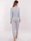 Ženska siva pižama s potiskom, dolg rokav