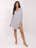 Ženska siva spalna srajca z dolgimi rokavi in pentljo