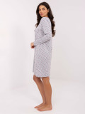 Ženska siva spalna srajca z dolgimi rokavi in pentljo