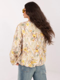 Rumena bomber jakna s cvetličnim vzorcem in podlogo