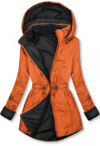 Prešita jesenska/pomladna parka oranžna in črna