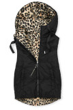 Dvostranski telovnik z leopardjim vzorcem, črna
