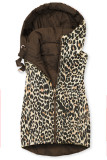 Dvostranski telovnik z leopardjim vzorcem, čokoladno rjava
