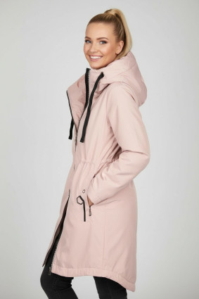Prehodna jakna s kapuco roza