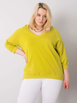 Svetlozeleni plus size pulover iz bombaža