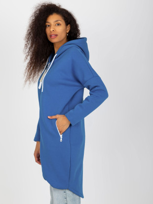 Temno modra dolga basic mikica z žepi Stunning