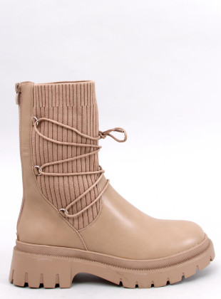 Ženski škornji z elastičnim zgornjim delom bež