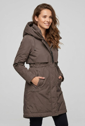 Prehodna jakna/plašč s kapuco rjava