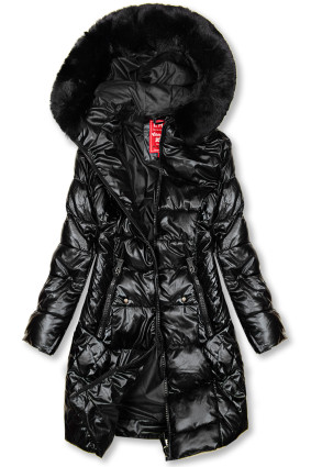 Črna prešita jakna z leskom