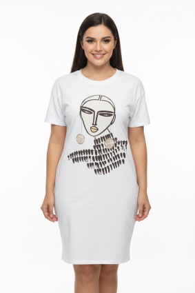 Bela večja (plus size) obleka MODEL